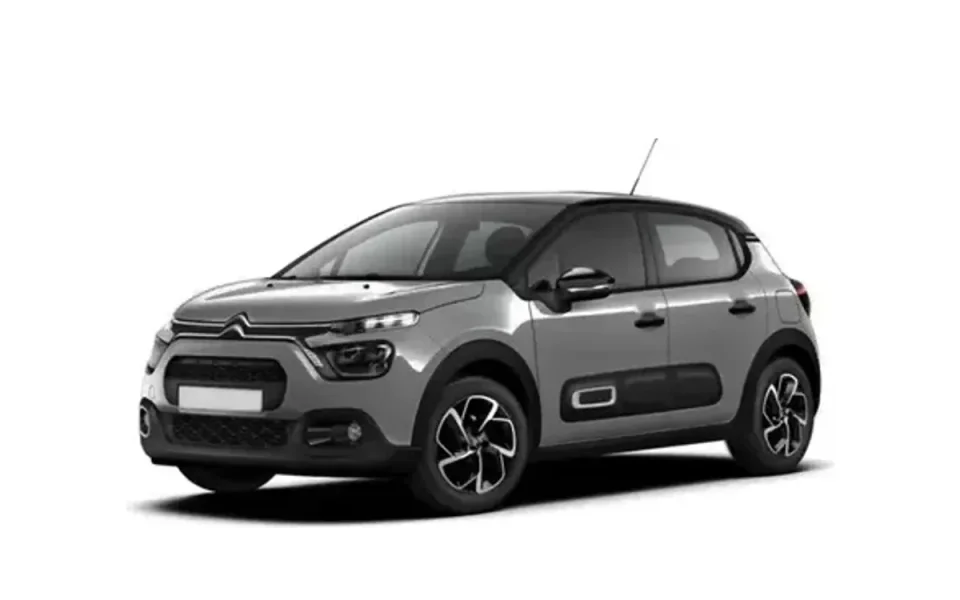 Citroen C3 rental car on a white background