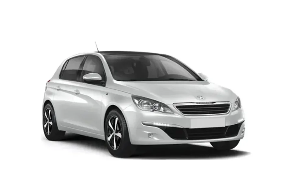 Peugeot 308 rental car on a white background