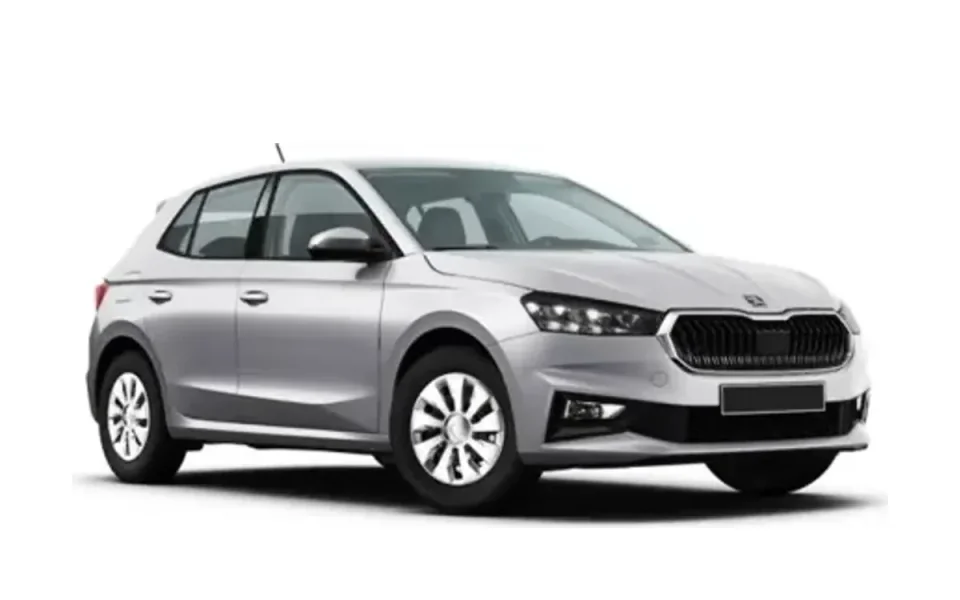 Skoda Fabia rental car on a white background