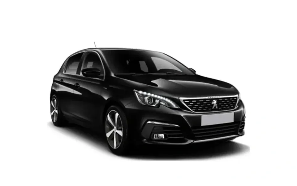 Peugeot 308 rental car on a white background