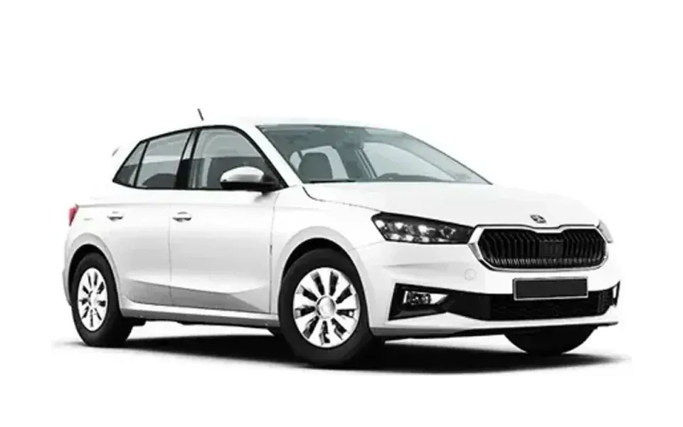 Skoda Fabia rental car on a white background