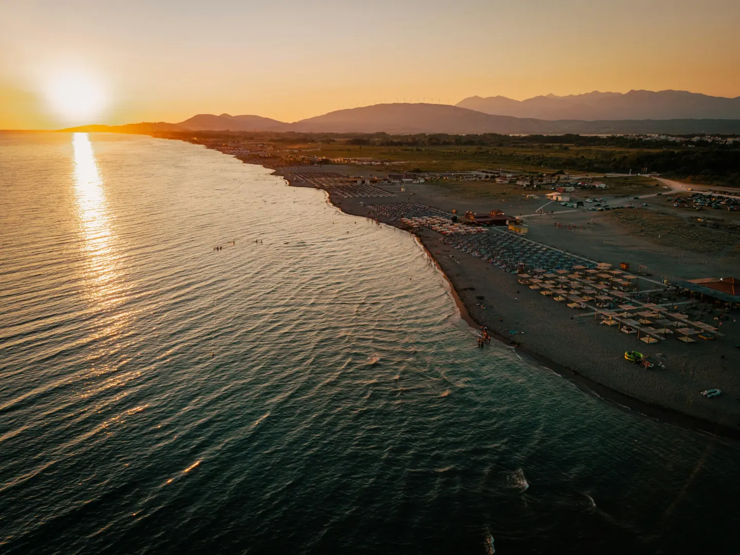The Ulcinj coastline at sunset