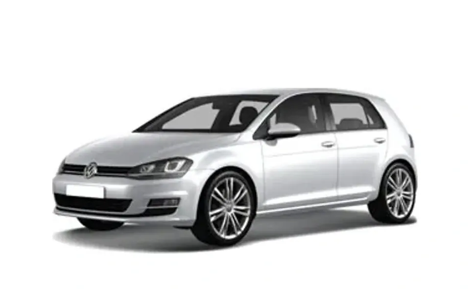 Volkswagen Golf rental car on a white background