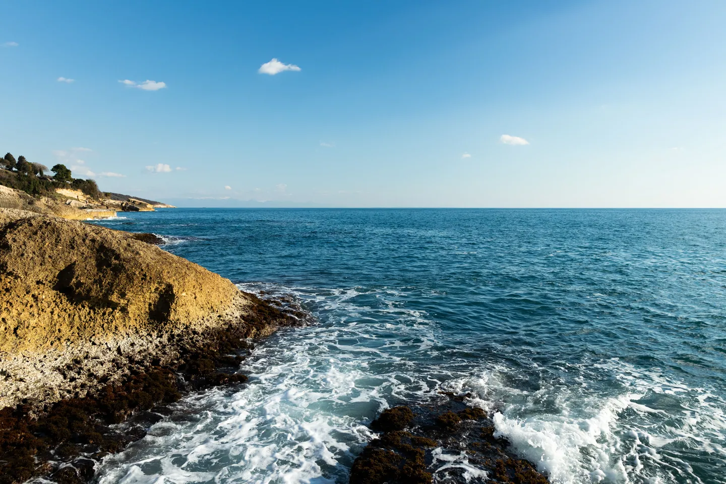 Rocky shoreline and clear water on the Montenegrin coast