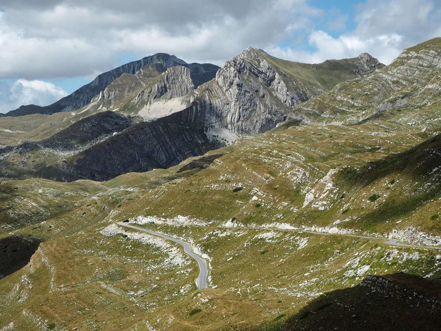 Winding road through the Durmitor mountains
